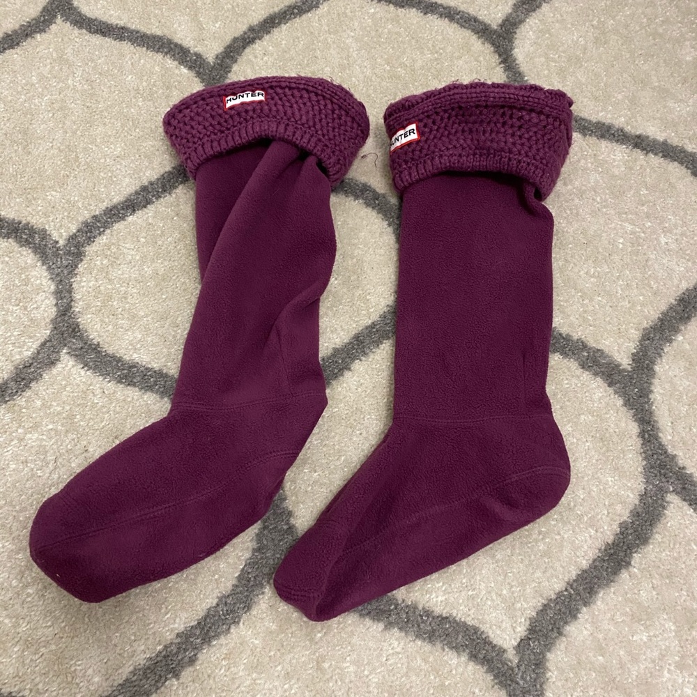 Hunter Purple Cable Knit Fleece Socks